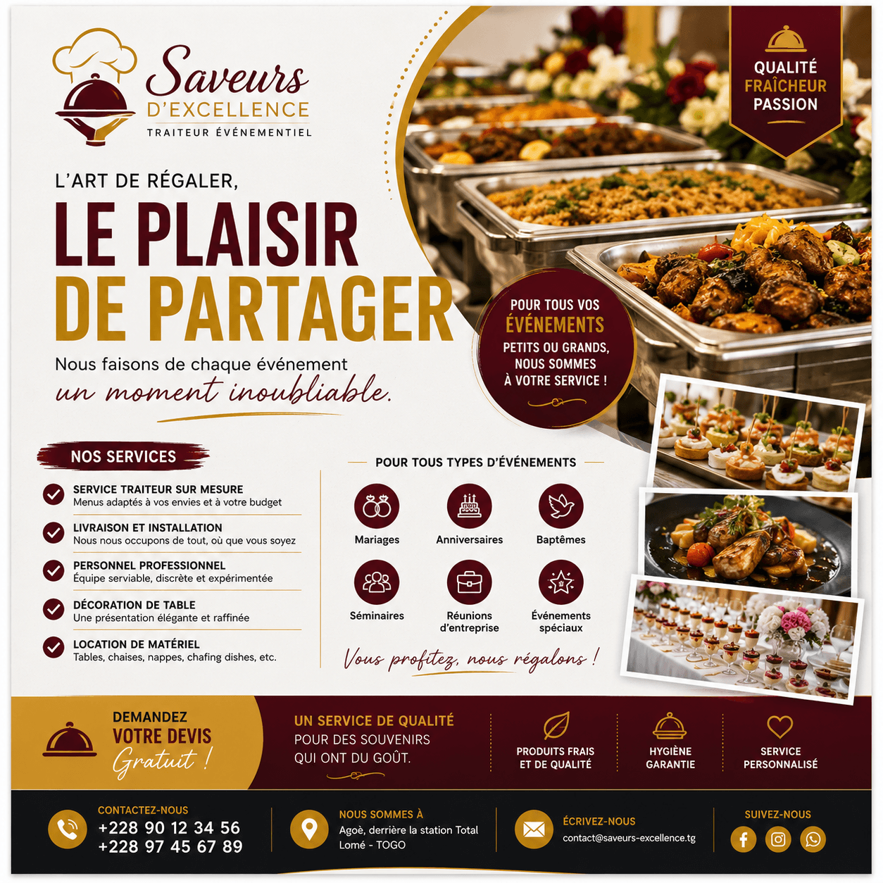 Graphic Design services traiteur contrast digital web